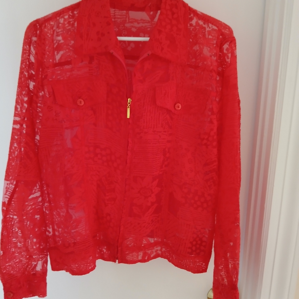 Elegant Red Lace Jacket